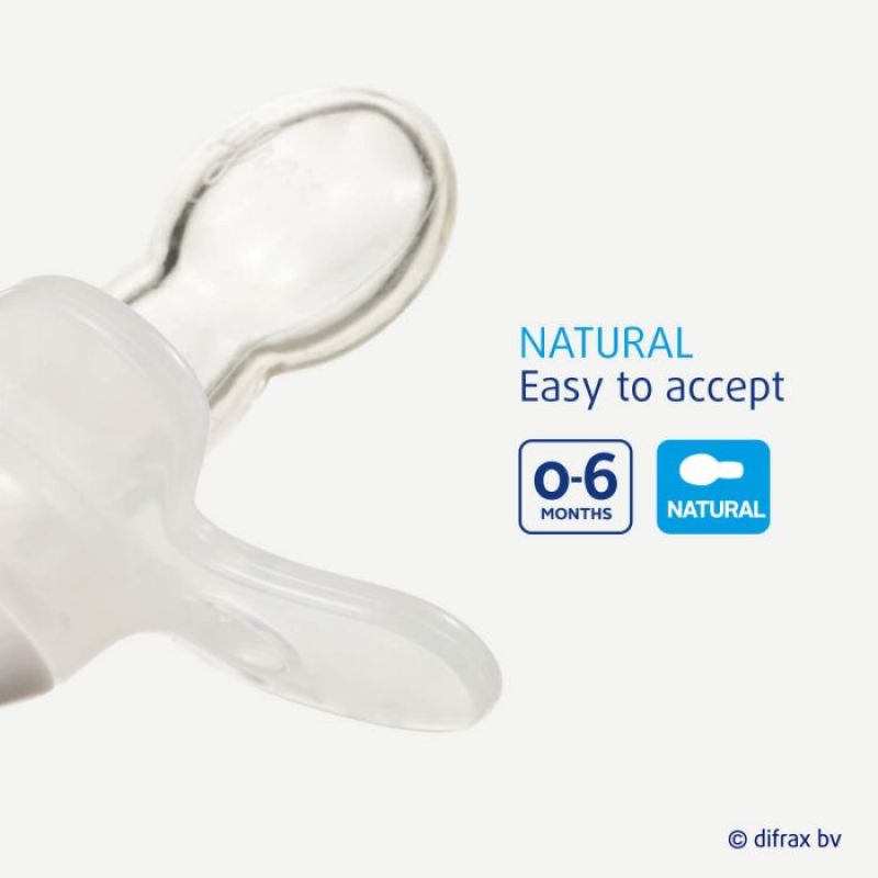 Difrax sucette natural 0-6m uni/pure gris/clay
