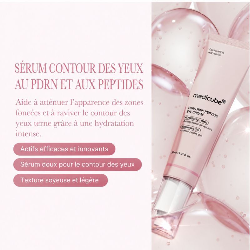 Medicube PDRN Pink Peptide Eye Cream 30 ml – Crème contour des yeux PDRN & peptides
