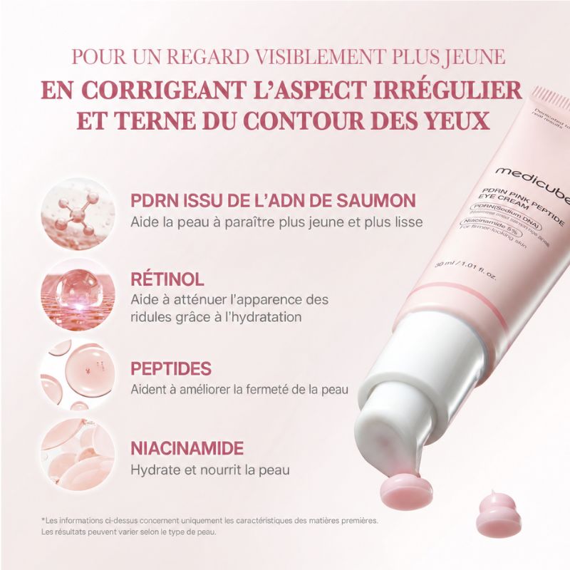 Medicube PDRN Pink Peptide Eye Cream 30 ml – Crème contour des yeux PDRN & peptides