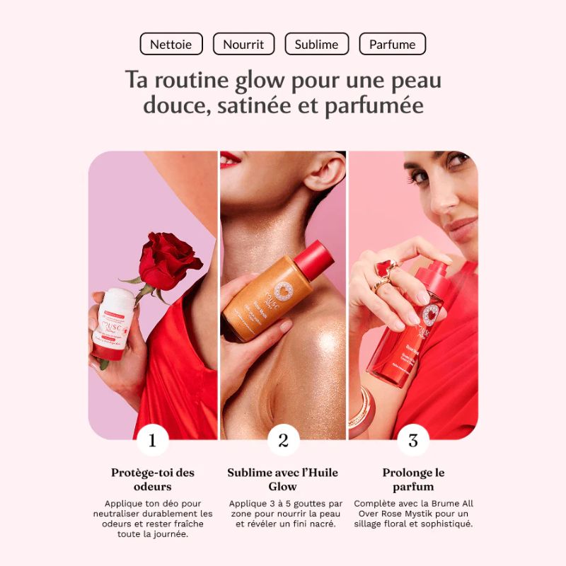 Musc Intime – Huile Sèche Glow Pailletée Corps Rose Mystik 100ml