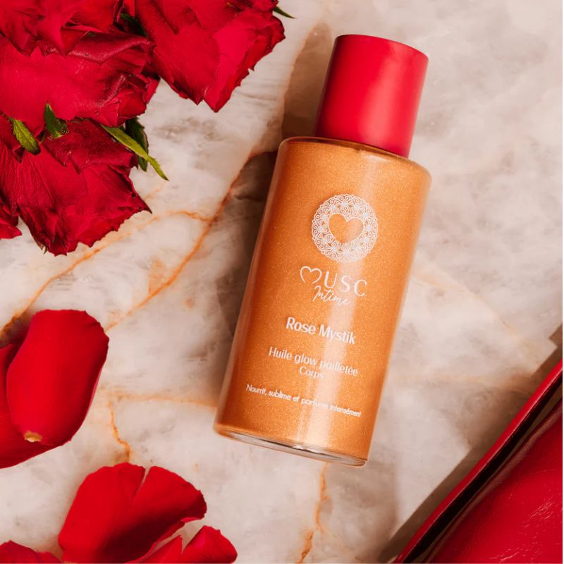 Musc Intime – Huile Sèche Glow Pailletée Corps Rose Mystik 100ml