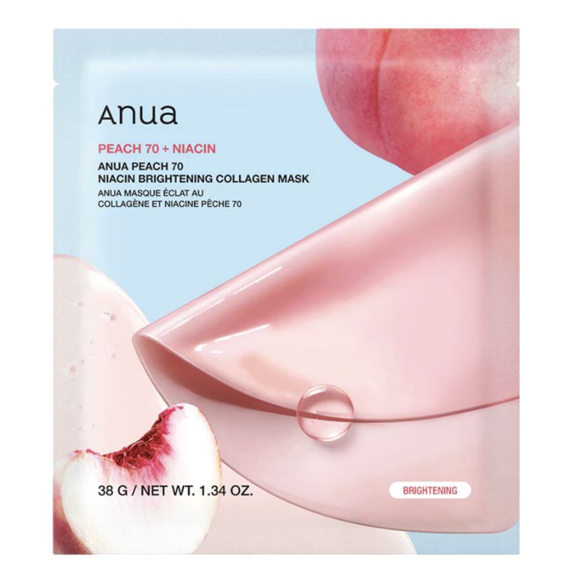 Anua Peach 70 Niacin Brightening Collagen Mask 38 g – Masque hydrogel éclat au collagène