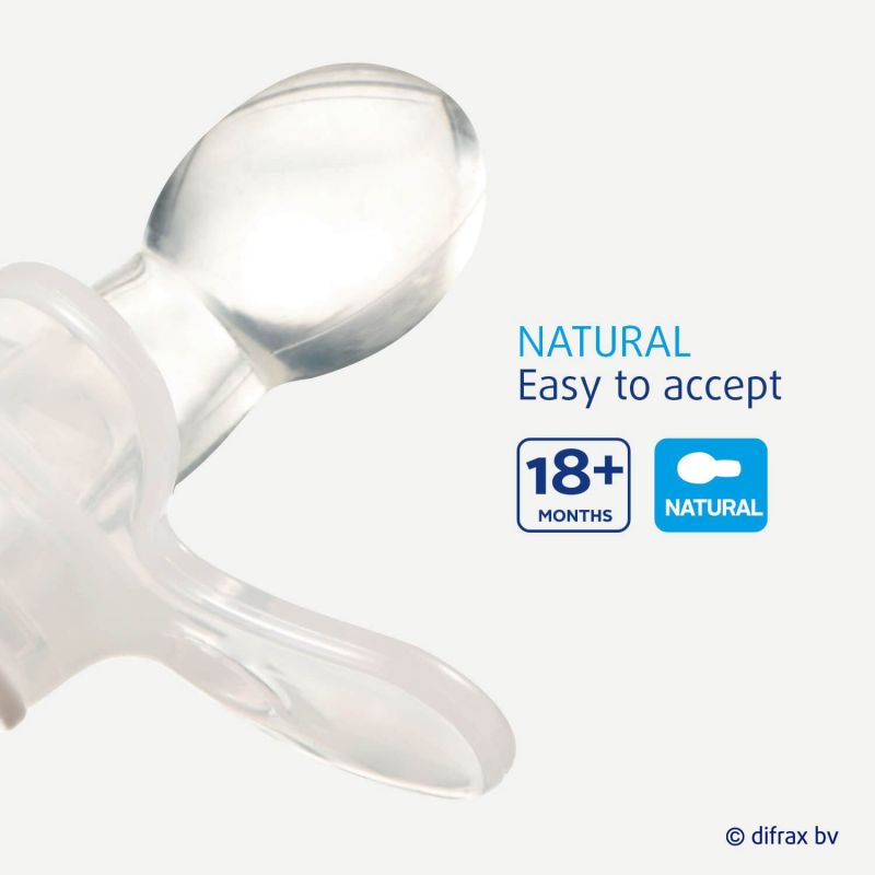 Difrax sucette natural 18m+ uni/pure bleu f./even.
