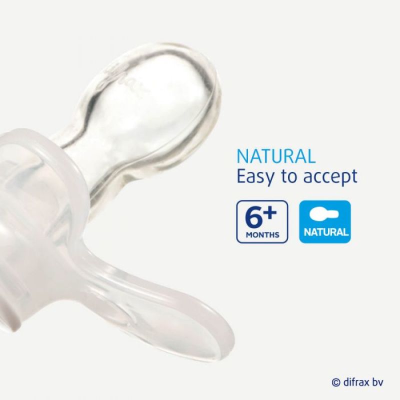 Difrax sucette natural 6m+ uni/pure gris/clay