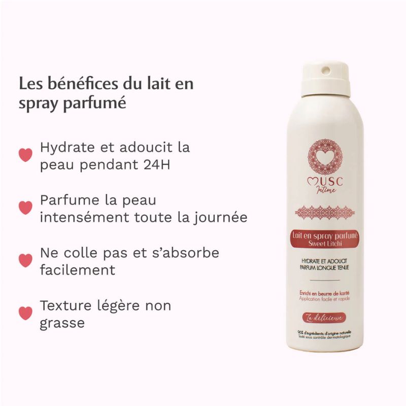 Musc intime lait corps Spray Sweet Litchi La Délicieuse 200ml