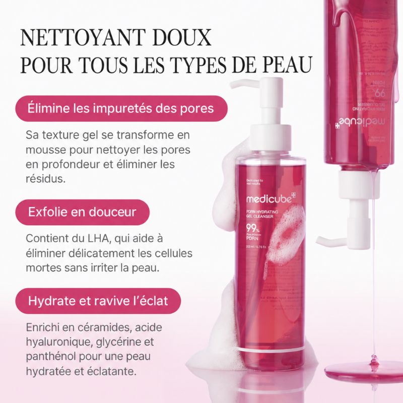 Medicube PDRN Hydrating Gel Cleanser 200 ml – Gel nettoyant hydratant au PDRN