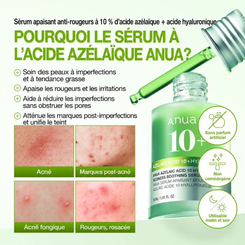 ANUA Azelaic Acid 10 Hyaluron Serum 30 ml – Sérum apaisant acide azélaïque 10 %
