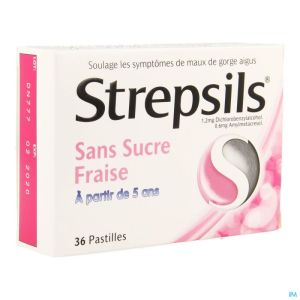 Strepsils sans sucre fraise past 36