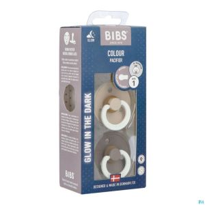 Bibs 1 tetine duo glow in dark vanilla/oak