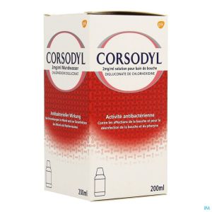 Corsodyl 2 Mg/Ml Sol Bain Bouche 200 Ml