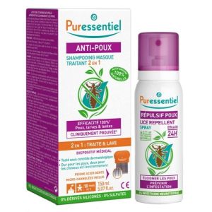 Puressentiel shampoing anti-poux traitant 150ml+repulsif 75ml
