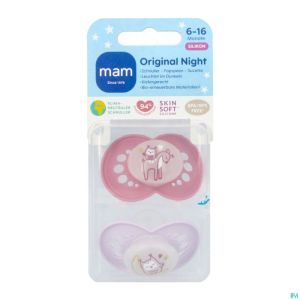 Mam original night sucette silic. 6-16m rose 2
