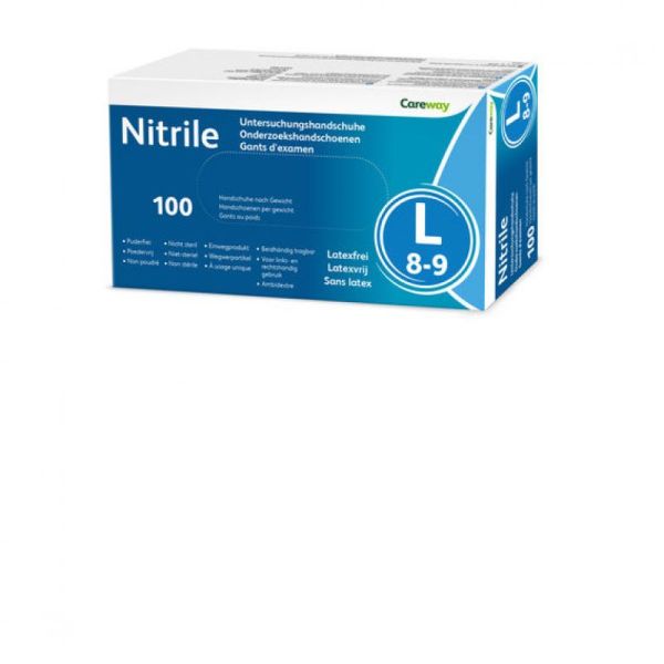 Careway gants nitrile l n/ster n/pdr 100
