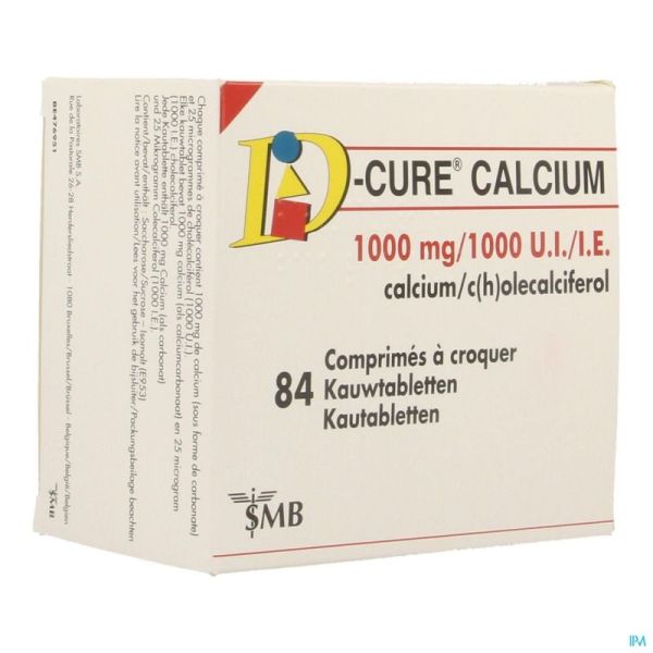 D Cure Calcium 1000 Mg/1000 Ui Comp Croquer  84