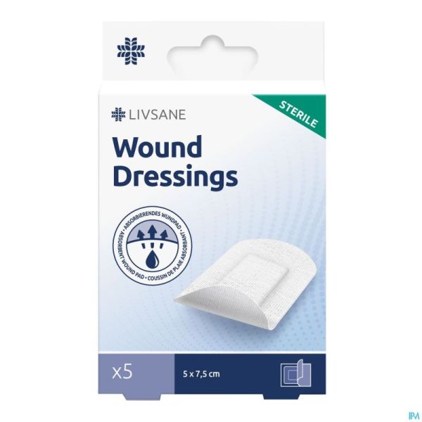 Livsane sterile wound dressings 5cmx7,5cm 5