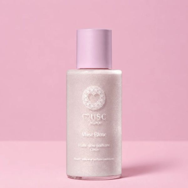 Musc Intime – Huile Sèche Glow Pailletée Corps Musc Blanc 100ml