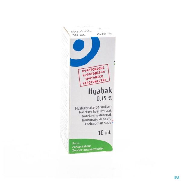 Hyabak 0,15% Collyre Hyaluron Nf 10 Ml