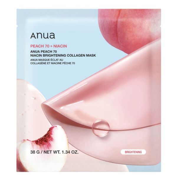 Anua Peach 70 Niacin Brightening Collagen Mask 38 g – Masque hydrogel éclat au collagène