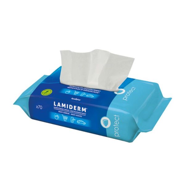 Lamiderm protect lingettes desinfect. flowpack 70