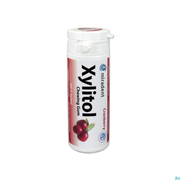 Miradent chewing gum xylitol canneberge s/sucre 30