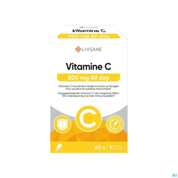 Livsane vitamine c 500mg all day caps 60
