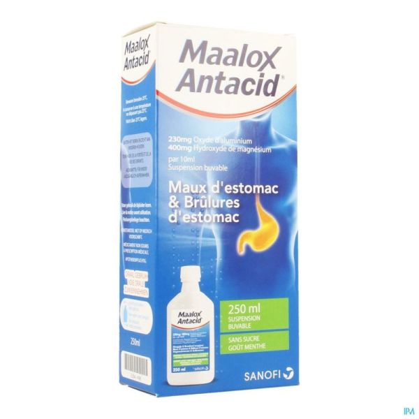 Maalox Antacid 230 Mg/400 Mg/10 Ml Susp Buvable 250 Ml