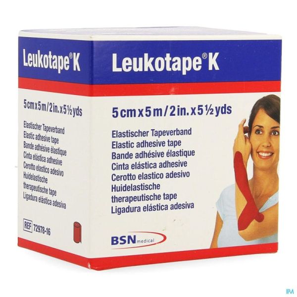 Leukotape k bande adh elast rouge 5,0cmx5m 1