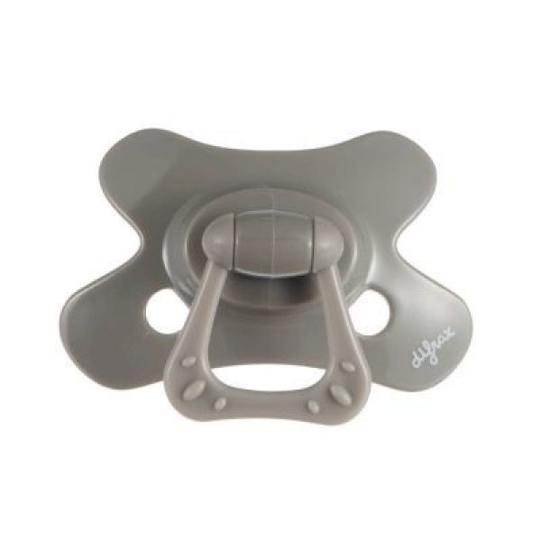Difrax sucette natural 6m+ uni/pure gris/clay